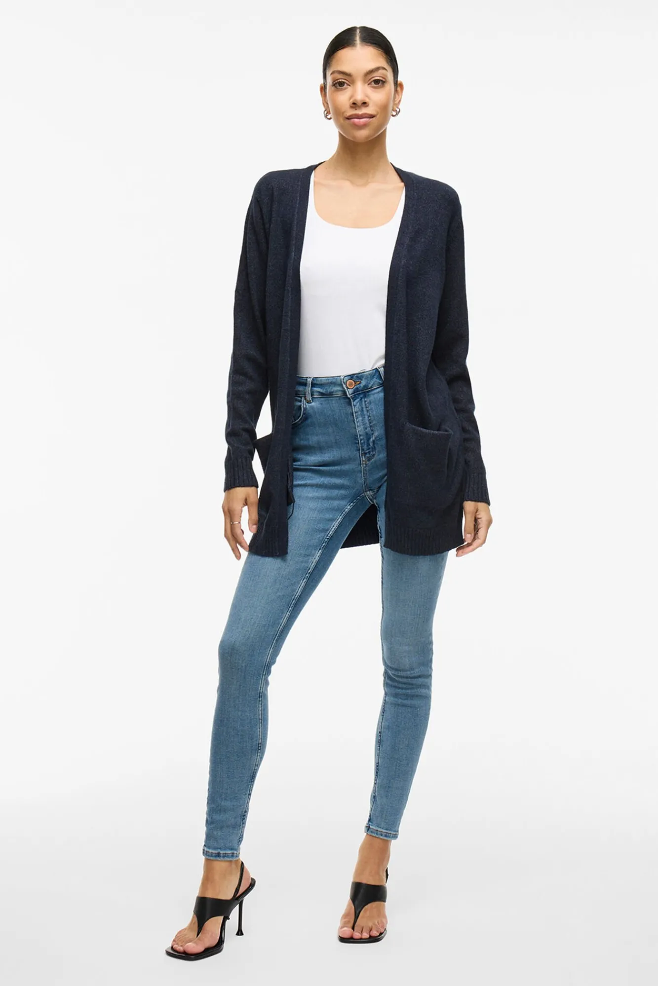 Vila Camisolas-Casaco cardigan de malha Azul