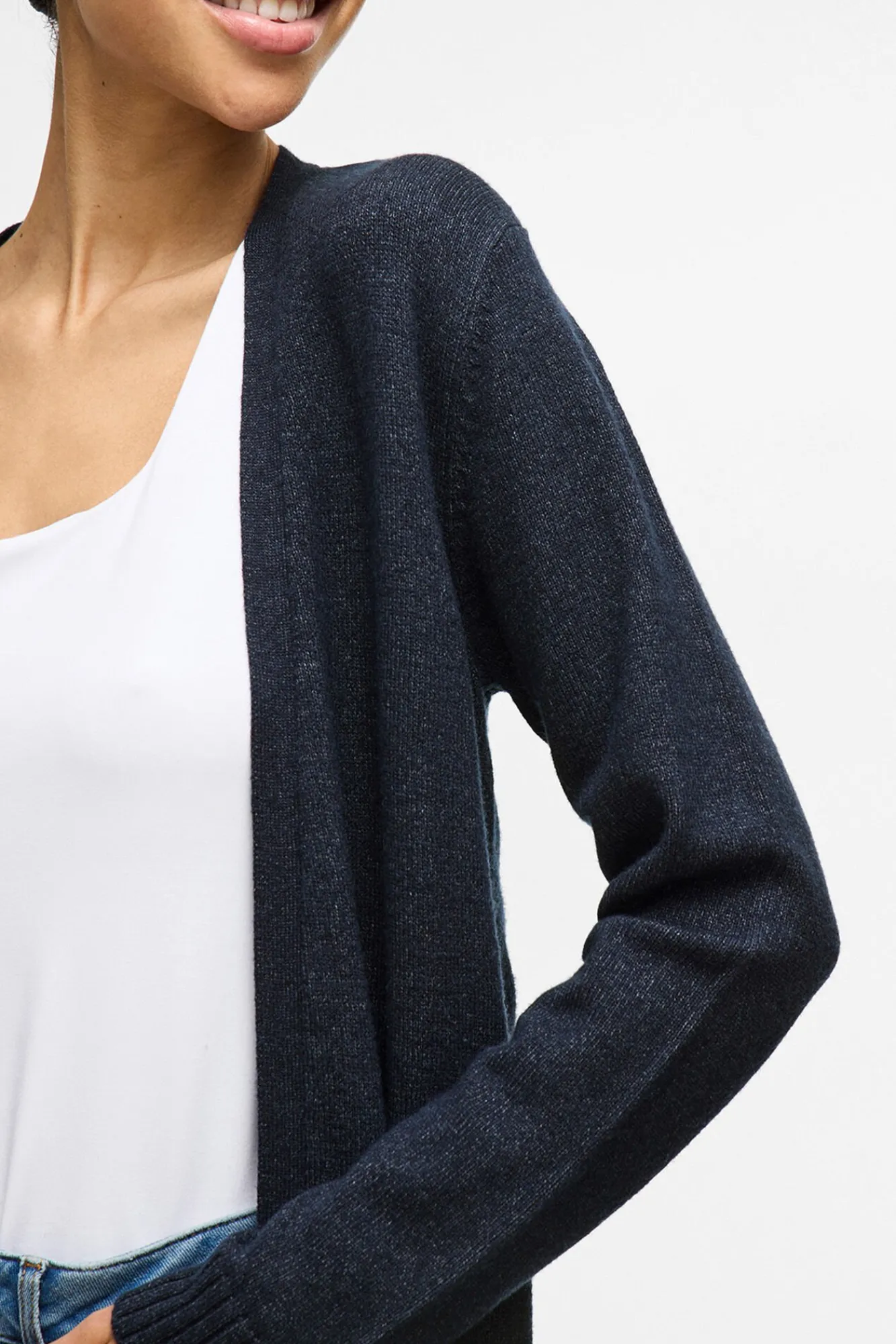 Vila Camisolas-Casaco cardigan de malha Azul