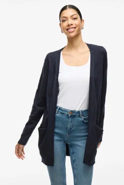 Vila Camisolas-Casaco cardigan de malha Azul