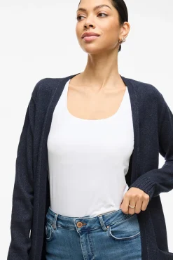 Vila Camisolas-Casaco cardigan de malha Azul