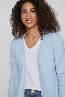 Vila Camisolas-Casaco cardigan de malha Azul
