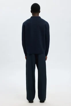 Selected Camisolas-Casaco casaco de malha de algodão orgânico com bolsos. Azul