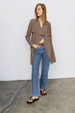 Object Sobretudos-Casaco com cinto Castanho