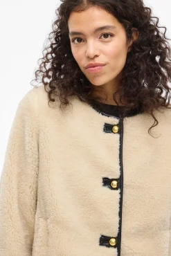 Vila Sobretudos|Casacos-Casaco com efeito borrego de sobretudo Tostado