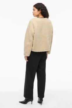 Vila Sobretudos|Casacos-Casaco com efeito borrego de sobretudo Tostado