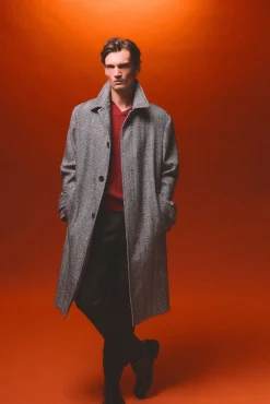 Pedro del Hierro Sobretudos-Casaco com espiga de gola camiseira Sobretudo Preto