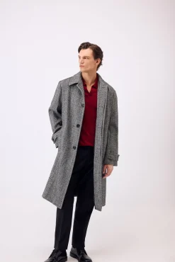 Pedro del Hierro Sobretudos-Casaco com espiga de gola camiseira Sobretudo Preto