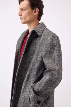 Pedro del Hierro Sobretudos-Casaco com espiga de gola camiseira Sobretudo Preto