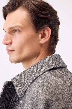 Pedro del Hierro Sobretudos-Casaco com espiga de gola camiseira Sobretudo Preto