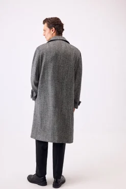 Pedro del Hierro Sobretudos-Casaco com espiga de gola camiseira Sobretudo Preto