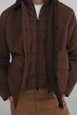 Pedro del Hierro Casacos|Sobretudos-Casaco com gola de veludo cotelê Marrom