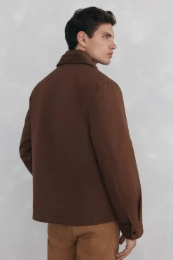 Pedro del Hierro Casacos|Sobretudos-Casaco com gola de veludo cotelê Marrom