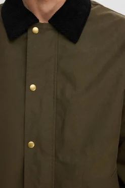 Selected Casacos-Casaco com gola em veludo hidrorrepelente. Verde