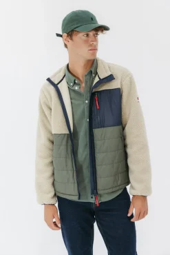 elPulpo Casacos-Casaco combinada de nylon e borrego Tostado