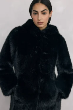 Pedro del Hierro Casacos-Casaco comprido de pele sintética Preto