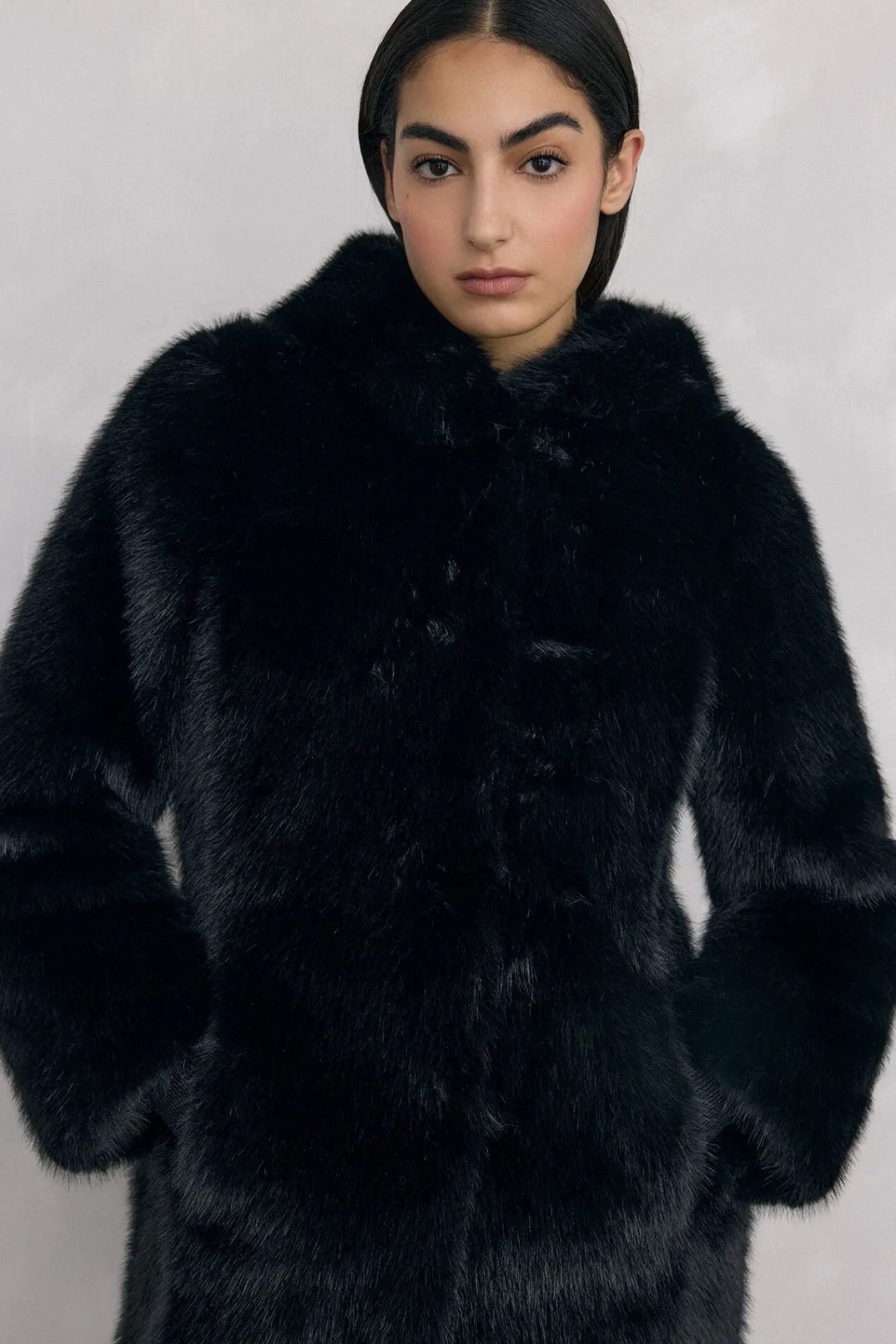 Pedro del Hierro Casacos-Casaco comprido de pele sintética Preto