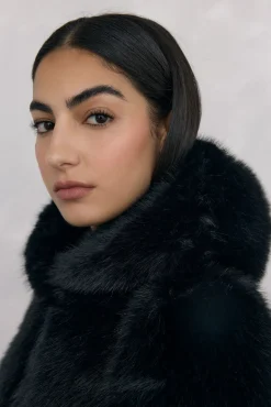 Pedro del Hierro Casacos-Casaco comprido de pele sintética Preto