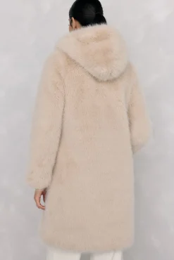 Pedro del Hierro Casacos-Casaco comprido de pele sintética Beige