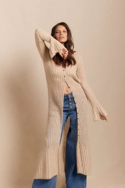 Slowlove Camisolas-Casaco comprido malha Ecru