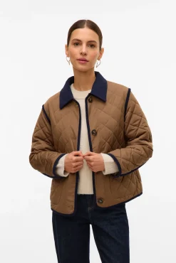 Vero Moda Sobretudos|Casacos-Casaco curta acolchoada com contraste Castanho