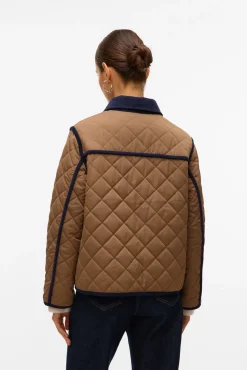 Vero Moda Sobretudos|Casacos-Casaco curta acolchoada com contraste Castanho