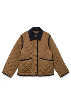 Vero Moda Sobretudos|Casacos-Casaco curta acolchoada com contraste Castanho