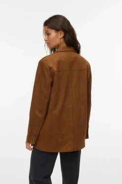 Vero Moda Sobretudos-Casaco curta com efeito camurça Castanho