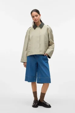 Vero Moda Sobretudos|Casacos-Casaco curta com gola de lapela Verde