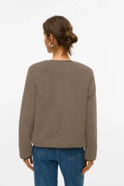 Vero Moda Sobretudos|Camisolas-Casaco curta de borrego Castanho