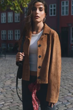 Springfield Sobretudos-Casaco curta de camurça com botões cru