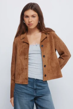 Springfield Sobretudos-Casaco curta de camurça com botões cru