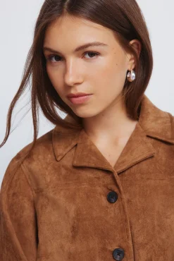 Springfield Sobretudos-Casaco curta de camurça com botões cru