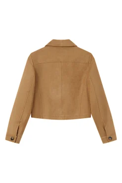 Grace & Mila Sobretudos-Casaco curta de camurça sintética na cor camelo Tostado
