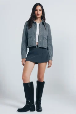 Springfield Sobretudos-Casaco curta de pelúcia cinzento