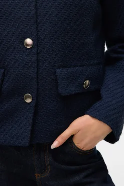 Vero Moda Sobretudos-Casaco curta de tweed Azul