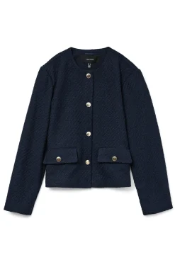Vero Moda Sobretudos-Casaco curta de tweed Azul