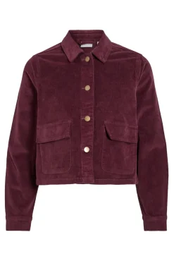 Vila Sobretudos-Casaco curta de veludo cotelê Roxo