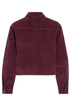 Vila Sobretudos-Casaco curta de veludo cotelê Roxo