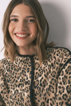 Women'secret Sobretudos-Casaco curta reversível com estampa animal bege