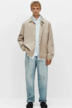 Selected Casacos-Casaco curto com gola confeccionado com materiais reciclados Tostado