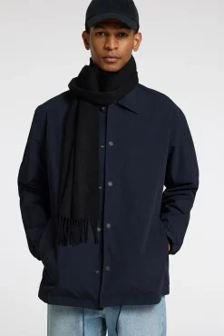 Selected Casacos-Casaco curto com gola confeccionado com materiais reciclados Azul