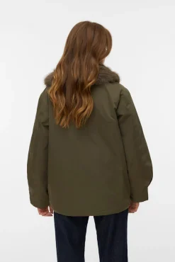 Vero Moda Sobretudos|Casacos-Casaco curto com gola de pele Verde