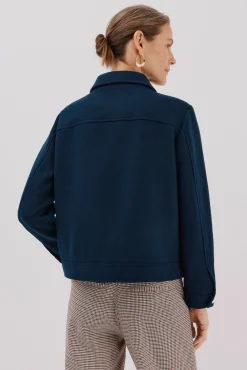 Cortefiel Casacos-Casaco curto de lã Azul