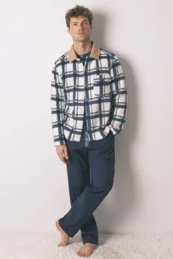 Women'secret Pijamas-Casaco curto/ robe masculino de pelo bege