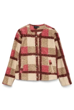 Vero Moda Sobretudos-Casaco de borrego com estampado xadrez Subiu