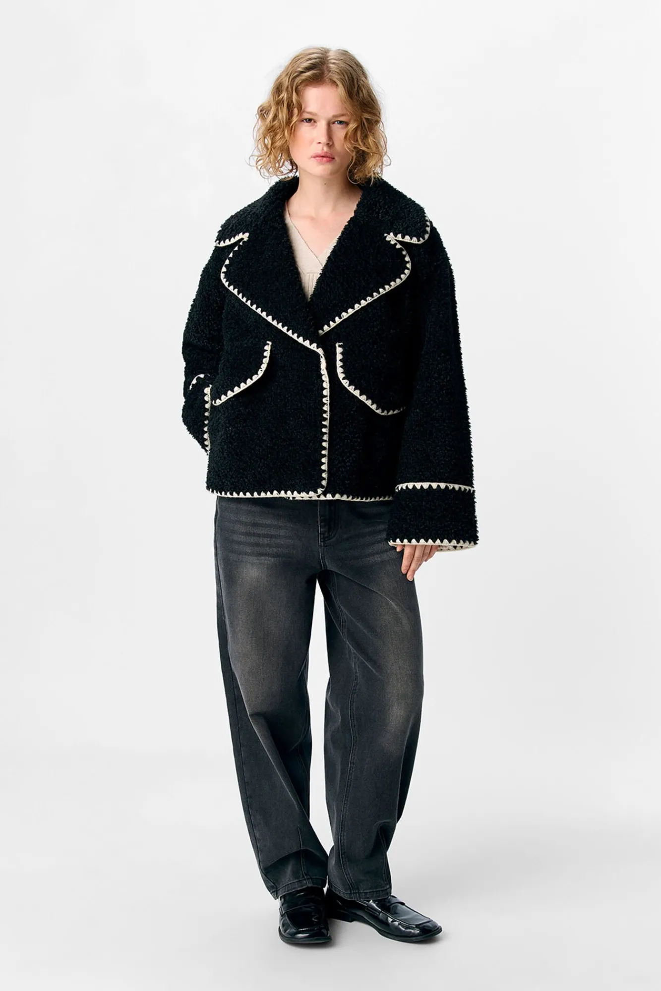 Object Sobretudos-Casaco de borrego sintética Preto