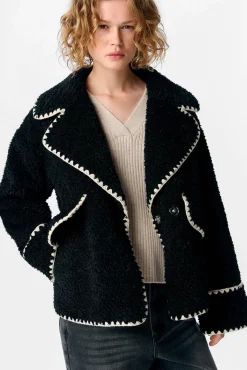 Object Sobretudos-Casaco de borrego sintética Preto