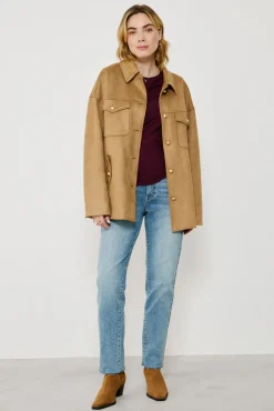 Vila Sobretudos-Casaco de camurça abotoada Castanho