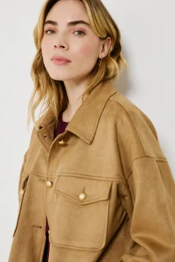 Vila Sobretudos-Casaco de camurça abotoada Castanho