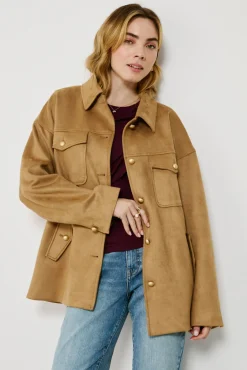 Vila Sobretudos-Casaco de camurça abotoada Castanho